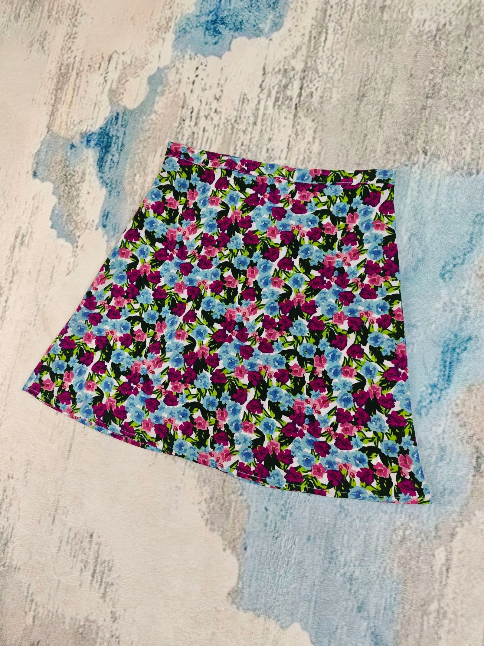 Saia Mini Floral Rosa Azul Estampa Ditsy Cottagecore Y2K Tamanho P – photo 2